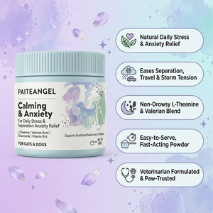 Poudre apaisante OEM <span class=keywords><strong>pour</strong></span> animaux de compagnie – Complément anti-anxiété <span class=keywords><strong>pour</strong></span> chiens et chats avec L-Théanine et racine de Valériane – Soutien contre le stress – Marque privée - Product Image 1