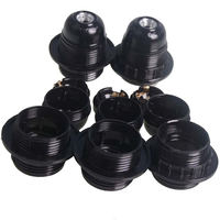 Portalámparas E26 E27 de Plástico Negro, Base de Rosca Autoblocante de Baquelita Negra, Portalámparas E27