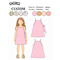 Robe débardeur trapèze en maille douce pour petites filles, couleur unie pastel, bretelles spaghetti, bord festonné, nœud latéral, 2-5 ans, vente en gros