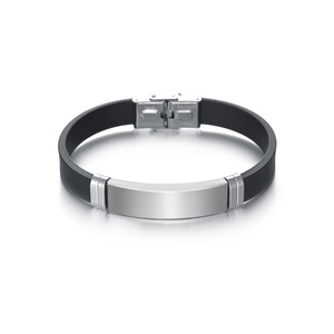 Bracciale Personalizzabile in Acciaio Inossidabile Placcato Oro con Silicone, Nuova Moda, Logo Inciso al Laser per Matrimoni, Vendita all'Ingrosso - Product Image 3