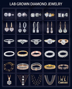 เครื่องประดับที่ดี starsgem 10K 14K สีเหลืองทองครึ่งนิรันดร์แหวน<span class=keywords><strong>แต่งงาน</strong></span>พลอยแหวนกลมตัดแล็บแหวนเพชร - Product Image 5