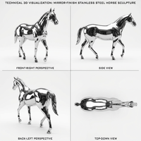 Escultura de Caballo de Acero Inoxidable de Tamaño Real para Exteriores, Estatua de Animal Metálica con Superficie de Espejo 8K para Parque, Patio, Edificio Corporativo