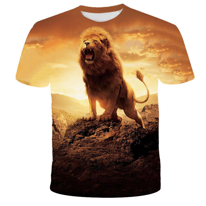 Shop Deep Men Plus Size Handsome Tiger Lion 3D Print T-shirt