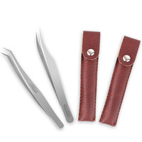 Pince à épiler pour extensions de cils, haute précision, durable, colorée, en métal doré perlé, à pointe lisse, longue, pour cils plume, directement de l'usine