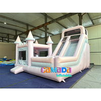 Juegos Inflatables Castillo Blanco Château gonflable blanc avec grand toboggan pour adultes