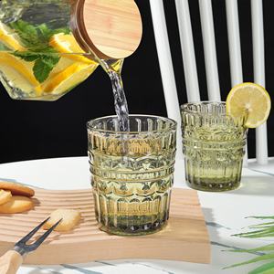 แก้วไวน์ขายส่ง แก้วไวน์ทรงสูงลายนูนรูปมงกุฎ 320 มล. แก้ววินเทจสำหรับงานปาร์ตี้ - Product Image 5