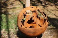 Boule de foyer en acier Corten chauffant découpée au laser, diamètre extérieur du cerf, sphère de 1000mm
