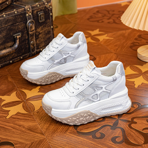 Baskets compensées pour femmes 2026, légères et respirantes en maille, en cuir véritable, confortables, avec semelle épaisse de 9 cm - Product Image 5