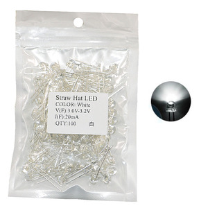 100 pcs/<span class=keywords><strong>lot</strong></span> 5mm <span class=keywords><strong>chapeau</strong></span> de <span class=keywords><strong>paille</strong></span> LED Diode électroluminescente Super lumineux blanc chaud rouge vert bleu jaune Orange UV rose RGB clignotant - Product Image 4