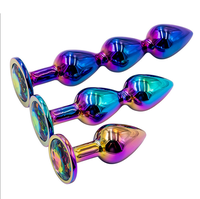 Lot de Plugs Anaux Colorés en Alliage d'Aluminium avec Perles et Bijoux, Mini Masseur de Prostate, Godemiché en Métal