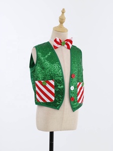 Boys <b>Christmas</b> Vest Bow Tie Set Green Red White <b>Candy</b> <b>Cane</b> Stripe Sequin Xmas Party Costume Kids Latin Jazz Dance Custom - Product Image 5