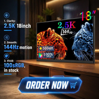 Monitor portátil para juegos de 18 ", 144Hz, 2,5 K, 2560x1600, 16:10, pantalla ancha, 100% SRGB, HDR, extensor de pantalla para portátil para Mac Switch