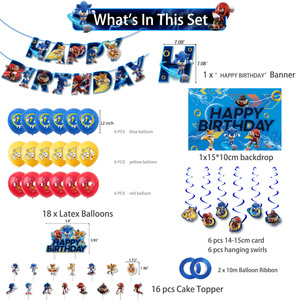 <span class=keywords><strong>Sonic</strong></span> <span class=keywords><strong>anniversaire</strong></span> thème Latex fête décoration dessin animé drapeau tirer carte ballon ensemble cadeau jeu - Product Image 2