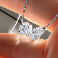 Collana Toi Et Moi con Diamante Coltivato in Laboratorio, Taglio a Pera 1 Carato, Platino PT950, Certificato IGI, Colore D, Gioiello di Lusso con Pendente a Due Pietre