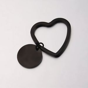 Heart Ring Round Disc Blank Keychain Mirror Polished Stainless Steel Personalize Custom Logo Laser Engrave Charm <b>Metal</b> <b>Key</b> <b>Chain</b> - Product Image 4