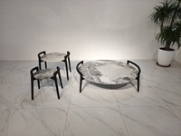 Neue chinesische Luxus Restaurant Wohnzimmer Möbel Tea Center Beistell tisch Massivholz rahmen Runde Marmorplatte Moderne Couch tische