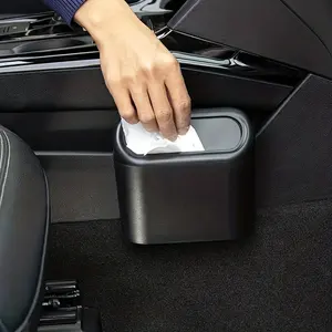 Cubo de basura para coche, caja de almacenamiento colgante para basura de vehículo, caja de almacenamiento Abs, cubo de basura cuadrado tipo presión, accesorios para Interior de coche