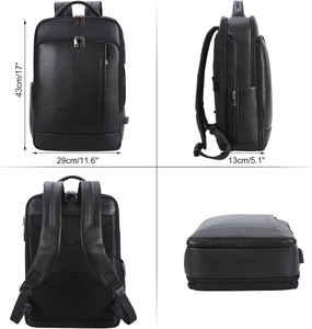 กระเป๋าเป้สะพายหลังสำหรับแล็ปท็อปขนาด 15.6 นิ้ว หนังแท้ คุณภาพสูง ทนทาน ขยายได้ รองรับมาตรฐาน TSA ขนาด 13.97 x 28.96 x 40.89 ซม. เหมาะสำหรับเดินทางและธุรกิจ ใช้ได้ทั้งชายและหญิง - Product Image 3