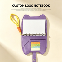 Carnet en PU personnalisé avec motif de chat mignon, logo personnalisé, carnet de poche en cuir portable, cadeau, carnet OEM ODM