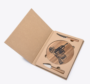 Tabla de Quesos Redonda de Madera de Acacia y Juego de Herramientas, Plato de Charcutería con Diseño de Vino y Queso, Regalo Perfecto para Amantes del Vino - Product Image 2