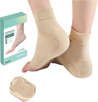 Semelles de sport souples en silicone et nylon beige avec soutien, compression et coussinets en gel pour les douleurs liées à la bursite, aux tendinites et aux pieds secs et gercés