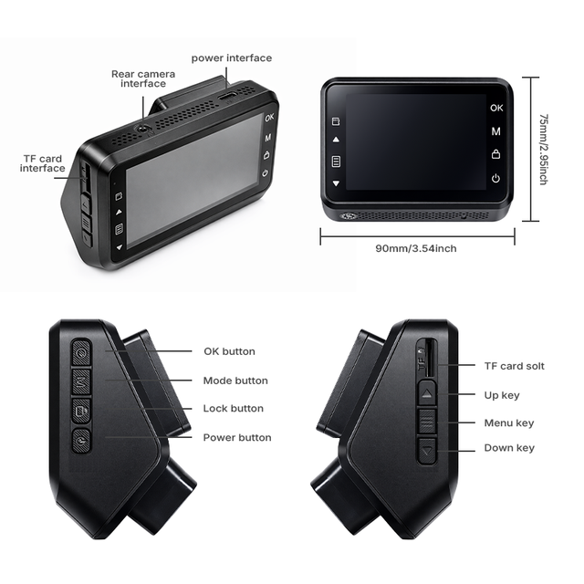 Front & Rear 4K Dash Cam with Night Vision WiFi Dual Lens Rearview Mirror Camera Video Recorder 3.0 Inch IPS Screen App Control