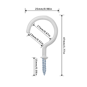 Tornillos autorroscantes de acero recubierto de vinilo ENCI JSBG13-18 y ganchos de ojo para montaje en techo, para cestas de flores y soportes de tazas, al por mayor - Product Image 1