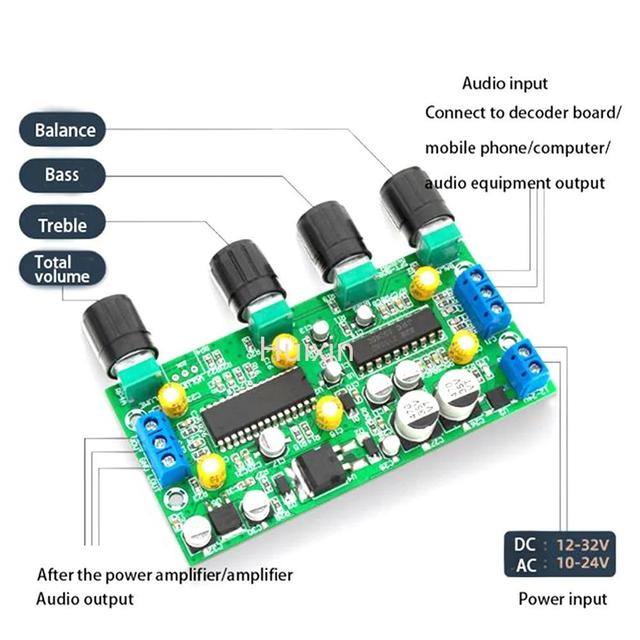 BBE2150 UPC1892T Amplifier Audio Preamplifier Tone Board Balance Treble Bass Preamp With Volume Control EQ Pre-amplifier Pre Amp