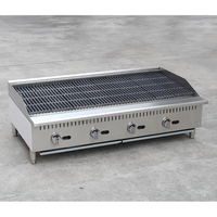Barbecue au gaz à 4 brûleurs en acier inoxydable, style américain, pour restaurant, cuisine commerciale, avec réduction du bruit