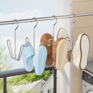 Stainless Steel Double Hook Shoe Rack For Balcony And Windowsill Durable Outdoor Use 3kg Load Capacity - Product Image 1