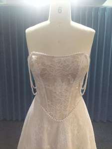 アイボリーチュールノースリーブ刺繍プリンセスマーメイドウェディングドレスAラインフロア丈レースデコレーションナチュラル - Product Image 3