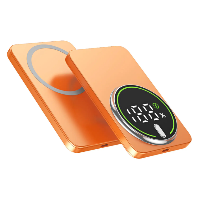 Ultra Thin PowerBank Metal Display 5000mAh 10000mAh Wireless Fast Charging Portable Charger Slim Magnetic Power Bank for Phone