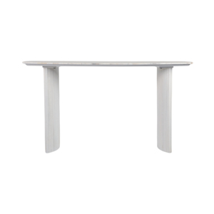 Consolle con Piano in Travertino e Base Scanalata in Legno di Mango per Ingresso e Soggiorno - Product Image 1