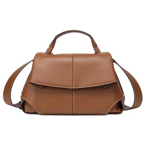 Bolsos de Diseñador de Marcas Famosas, Bolso de Mano Plegable de Cuero PU Genuino para Mujer, Diseño de Panel con Asa Única, Cierre con Bloqueo, Portátil - Product Image 4