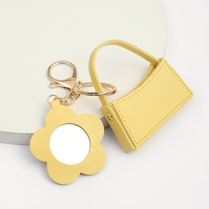 Portable Flower Makeup Mirror Keychain Colorful Leather Creative <b>Gift</b> Pendant Women Flower <b>Bag</b> Charm Fashion Durable - Product Image 5