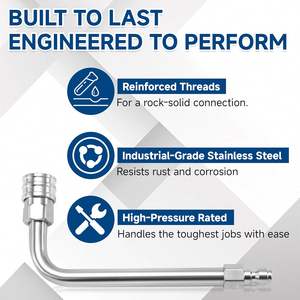 Lance d'extension pour nettoyeur haute pression 30/90/120°, accessoire de nettoyage de gouttières, 5 embouts de buse, raccord 1/4, lance haute pression 4000 PSI - Product Image 5