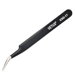 Vetus Tweezers ESD-17 Antistatic Pointed Stainless Steel <b>Precision</b> Clamping <b>Tool</b> - Product Image 2