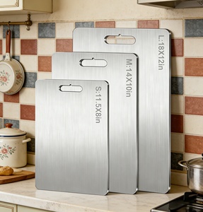 Tagliere Multifunzione in Acciaio Inossidabile Spessore Rinforzato Titanio 1-1.5mm, Antibatterico Anti-Muffa, per Carne e Cucina - Product Image 1