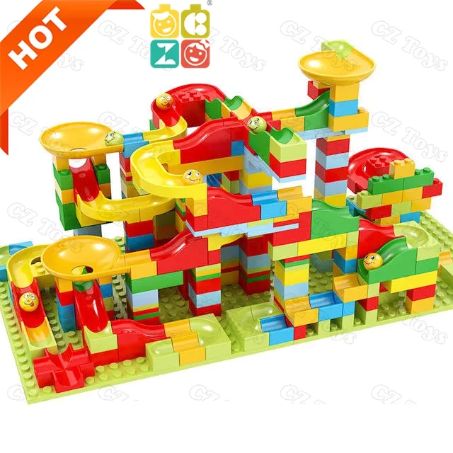 Wholesale 2024 336PCS Marble Race Run Big Block Compatible Building Blocks Funnel Slide Blocks DIY Big Bricks Toys For Children