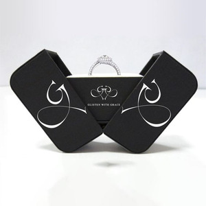 Black jewelry boxes package gift box wholesale Special double door jewelry wedding ring box