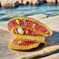 Chapeau de Capitaine Steampunk à Strass à Faible MOQ, Chapeau de Pirate avec Logo Personnalisé, Idéal pour les Fêtes Luau, les Soirées Plage et les Soirées Danse Hula