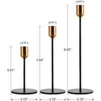 Porte-bougie décoratif moderne bicolore or et noir pour table, cheminée, mariage, dîner, fête