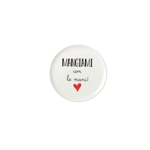 Assiette à pizza en céramique 32 cm avec motif « Eat Me With Your Hands » - Product Image 1