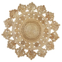 Jute Geflochtene Blume Gänseblümchen rund Hand genähter Teppich Runder dekorativer Wohnzimmer Wohnkultur Teppich