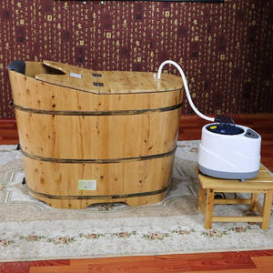 Bañera de hidromasaje tradicional de madera de cedro para baño interior, Sauna portátil con generador de vapor - Product Image 4