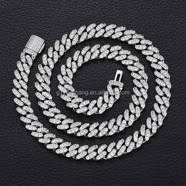 Wholesale 925 Sterling Silver Chain Gold Plated Necklace 8mm Cuban Link Chain Men