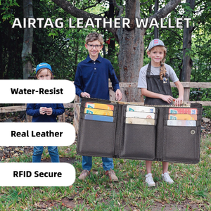 Portefeuille bifold en cuir véritable HUMERPAUL pour homme, blocage RFID pour AirTag, fenêtre d'identification en polyester, porte-cartes de crédit - Product Image 3