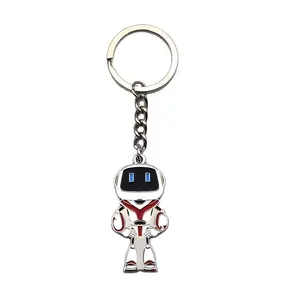 أزياء معدنية مخصصة روبوت نموذج الصلب لينة سلسلة مفاتيح مطلية حلقة رئيسية/مفتاح حامل/كيرينغ