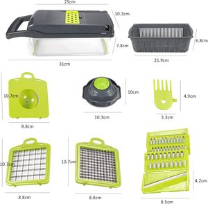 Vente chaude Cuisine Multi 12 en 1 Manuel Mandoline Fruits Légumes Cutter Oignon Dicer Légumes Trancheuse Légumes Hachoir - Product Image 2