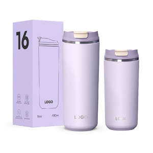 แก้วกาแฟฮ่องหลิงขายดี แก้วสแตนเลส 304 ป้องกันการรั่วซึม แก้วเครื่องดื่มสุญญากาศพร้อมฝาปิดแบบพลิก - Product Image 1
